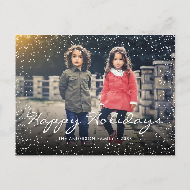 Happy Holidays Christmas Snow Custom Photo Holiday Postcard (Front)
