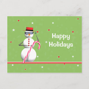 Happy Holidays Christmas Snowman Holiday Postcard