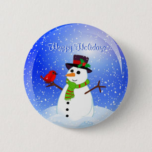 Happy Holidays Christmas Snowman Pin