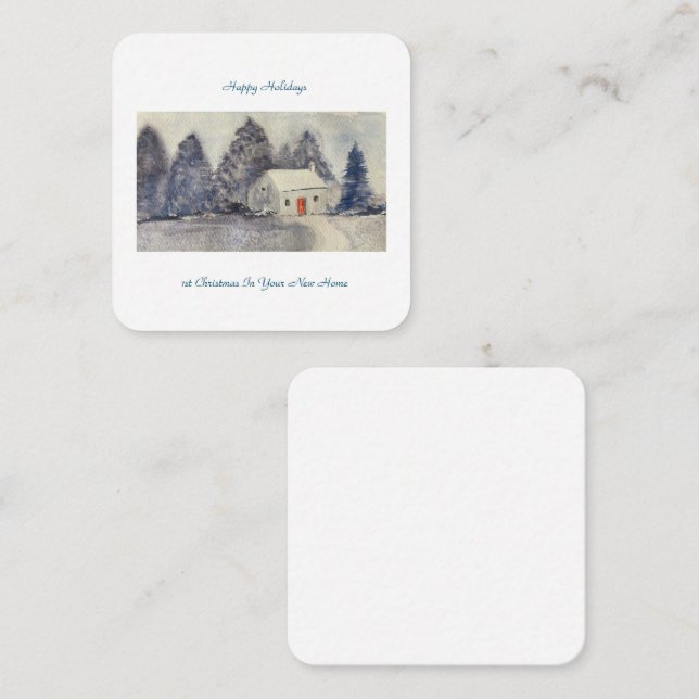 Happy Holidays Christmas Snowy Cottage new home  Card (Front/Back)