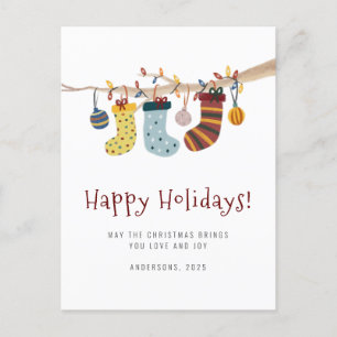 Happy Holidays Christmas Socks Greetings Postcard