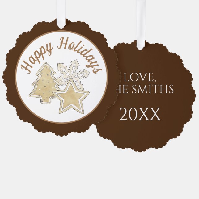 Happy Holidays Christmas Sugar Cookies Bakery Ornament Card (Front/Back)