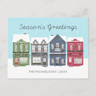 Happy Holidays Christmas Town Photo Holiday Card