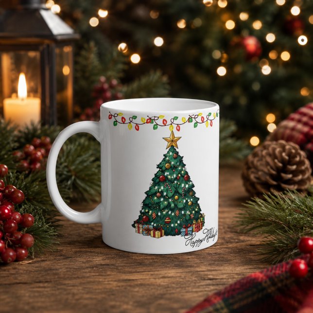 Happy Holidays Christmas Tree Coffee Mug (Creator Uploaded)