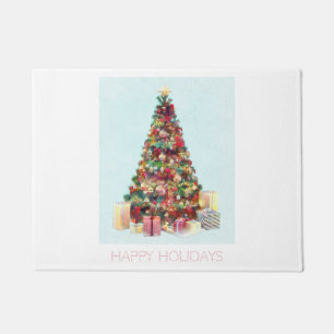 Happy Holidays. Christmas Tree Doormat