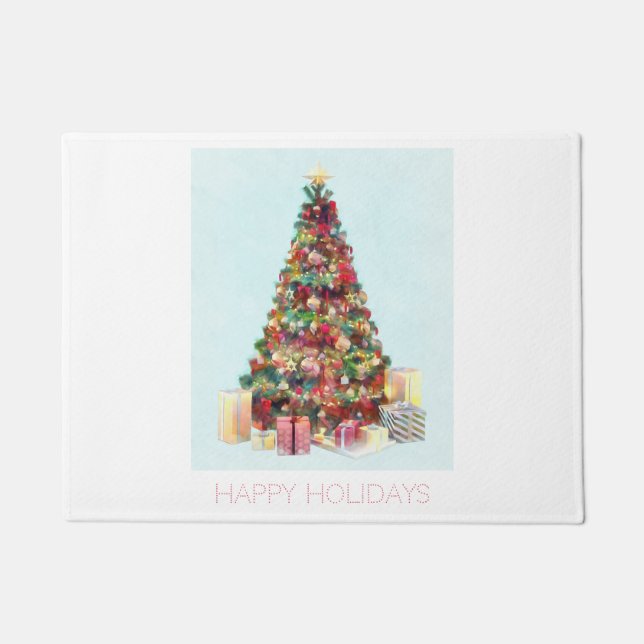 Happy Holidays. Christmas Tree Doormat (Front)