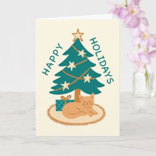 Happy Holidays Christmas Tree Holiday Cat Card