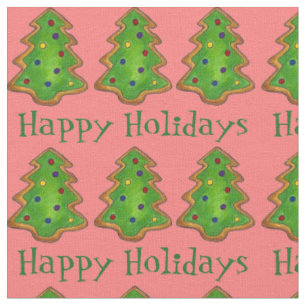 Happy Holidays Christmas Tree Holiday Cookies Fabric