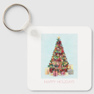 Happy Holidays. Christmas Tree Keychain