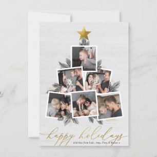 Happy Holidays   Christmas Tree Photo Collage Holiday Card