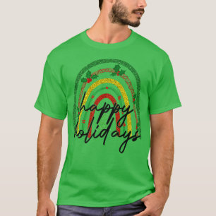 Happy Holidays Christmas Tree Xmas Rainbow Men Wom T-Shirt