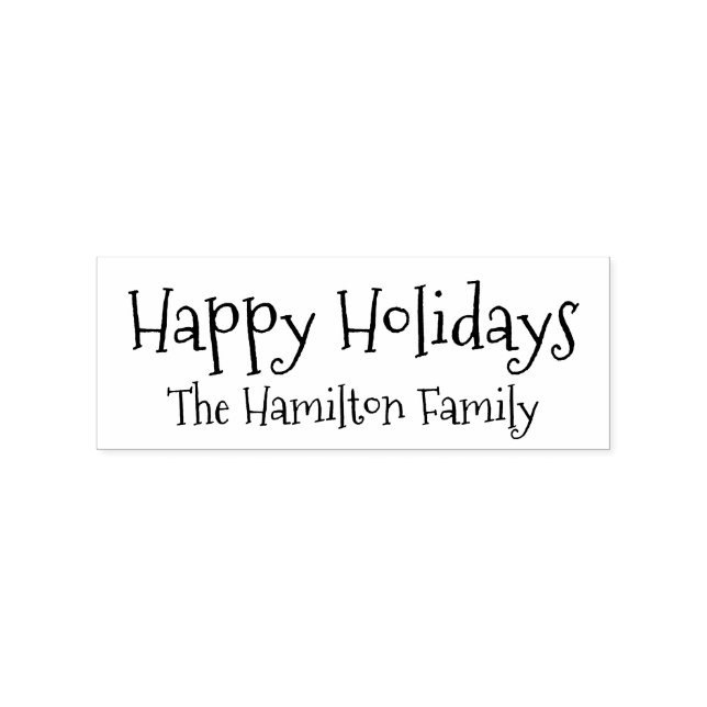 Happy Holidays Christmas Typography Custom Rubber Stamp (Imprint)