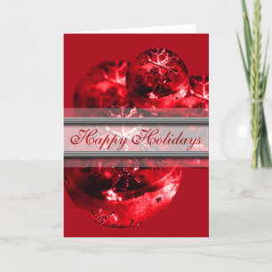 Happy Holidays Christmas Xmas Red Ornament Fancy Holiday Card
