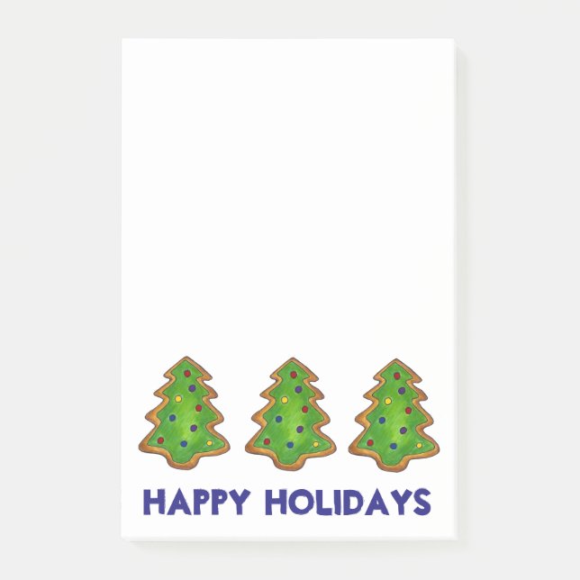 Happy Holidays Christmas Xmas Tree Cookie Baking Post-it Notes (Front)
