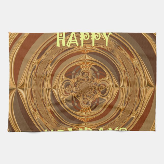 Happy Holidays Circle Art Print/Design Kitchen Towel (Horizontal)