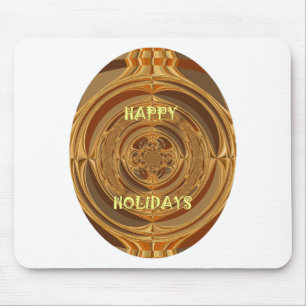 Happy Holidays Circle Art Print/Design Mouse Pad