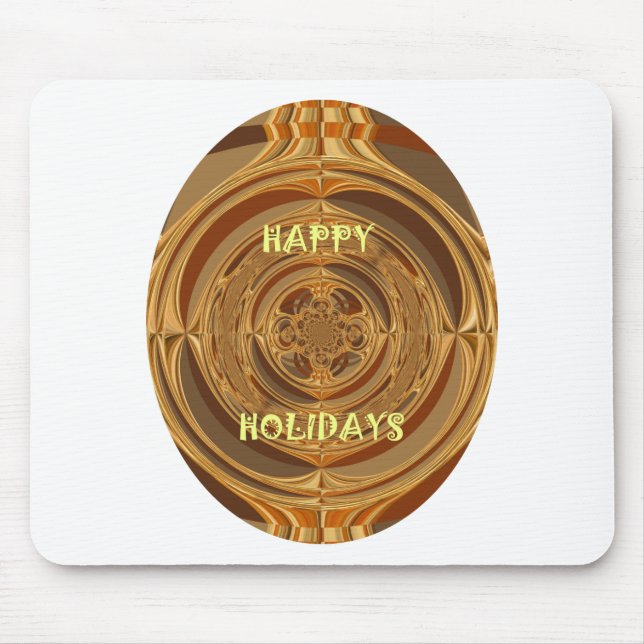 Happy Holidays Circle Art Print/Design Mouse Pad (Front)