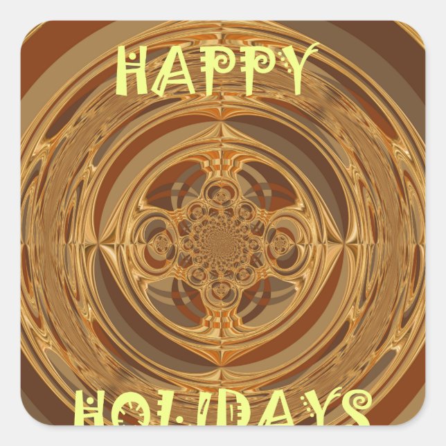 Happy Holidays Circle Art Print/Design Square Sticker (Front)