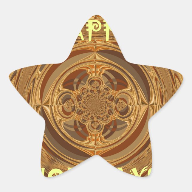 Happy Holidays Circle Art Print/Design Star Sticker (Front)