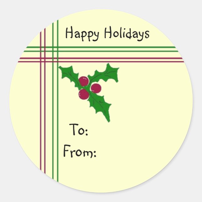 Happy Holidays Classic Round Sticker (Front)