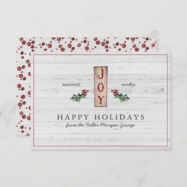 Happy Holidays | Classic Rustic Minimal Christmas Card (Front/Back)