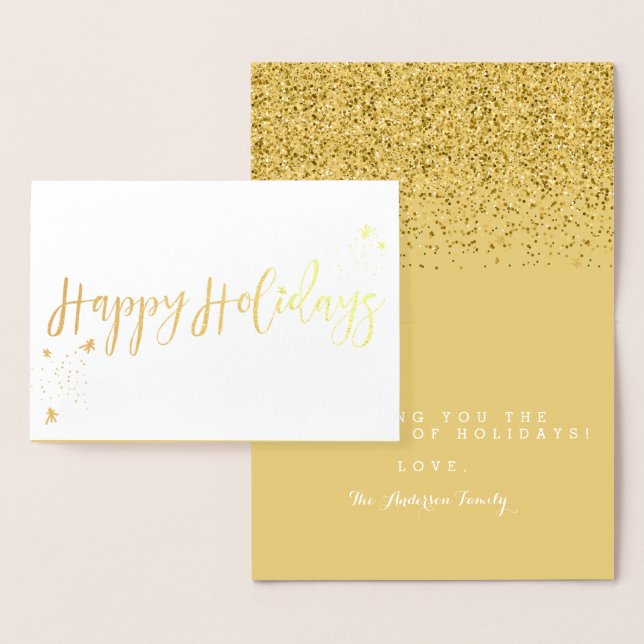 Happy Holidays Classic Typography Design Foil Card (Display)