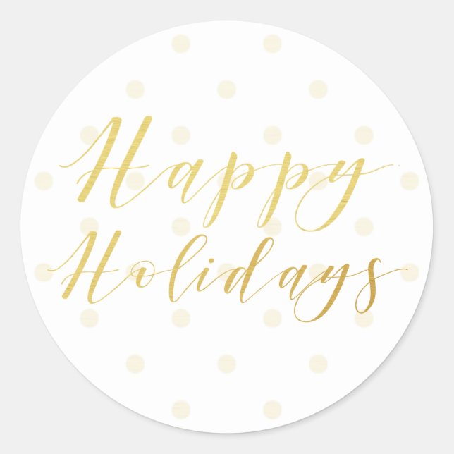 Happy Holidays Classic Typography & Polkadots Classic Round Sticker (Front)