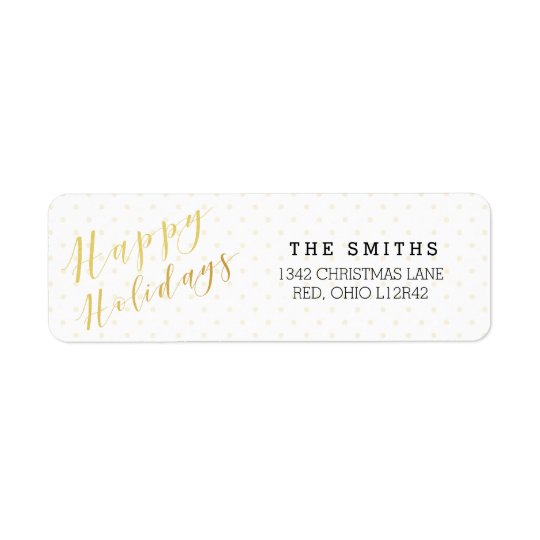 Happy Holidays Classic Typography & Polkadots Return Address Label