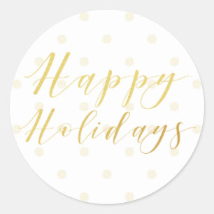 Happy Holidays Classic Typography & Polkadots Round Sticker