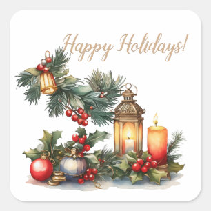 Happy Holidays Classic Vintage Square Sticker