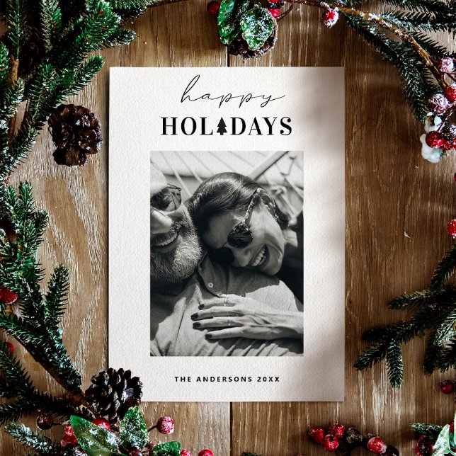 Happy Holidays | Clean Minimalist Christmas Photo Holiday Card (Creator Uploaded)