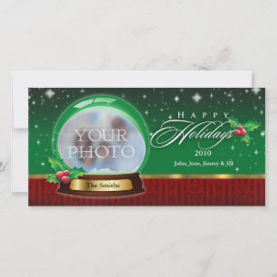 Happy Holidays Clear Snow Globe Customizable Holiday Card