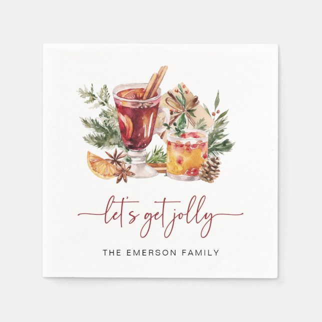 Happy Holidays Cocktail Paper Napkin (Front)