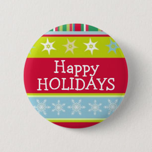 Happy Holidays colorful christmas button/badge 2 Inch Round Button