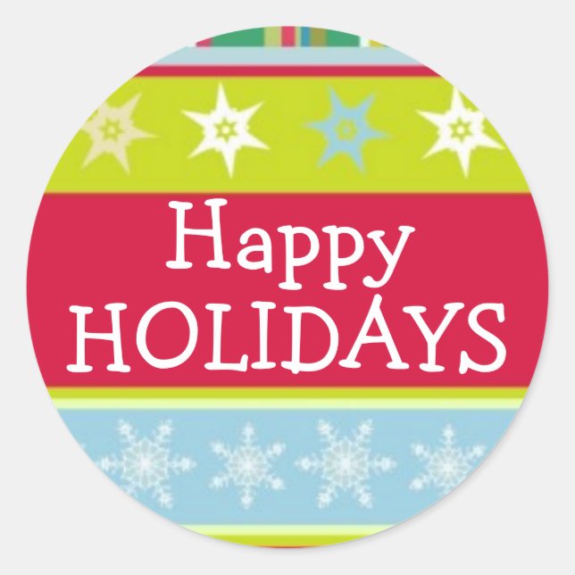 Happy Holidays colorful christmas sticker (Front)