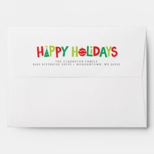 Happy holidays colorful illustrated Christmas Envelope
