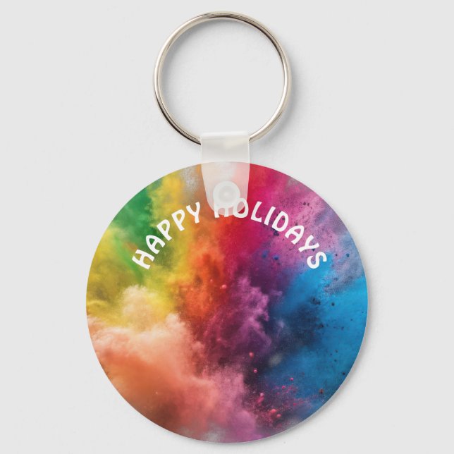 Happy Holidays Colour Splash Keychain (Front)