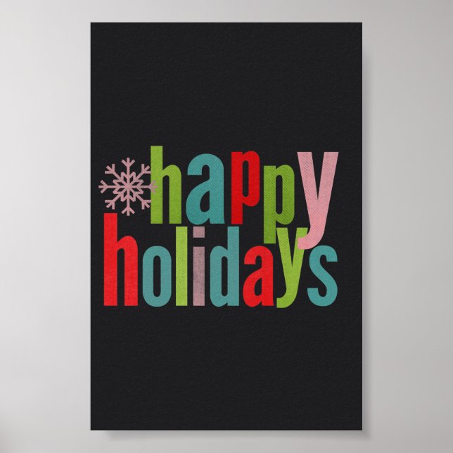 Happy Holidays Coloured Chalkboard Poster (Front)