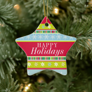 Happy Holidays colourful add your photo ornament