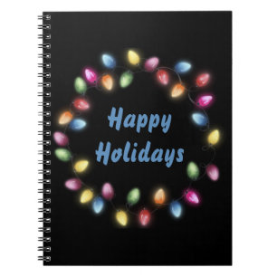 Happy Holidays Colourful & Festive Christmas Light Notebook