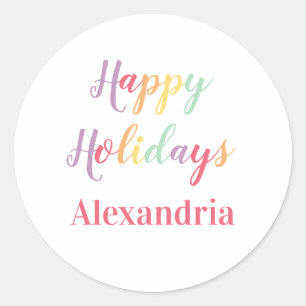Happy Holidays Colourful Gift Tag