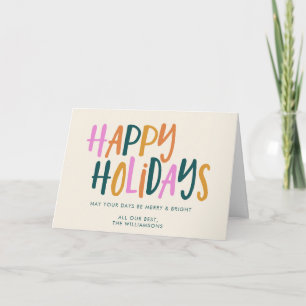 Happy Holidays   Colourful Typography Personalized Card