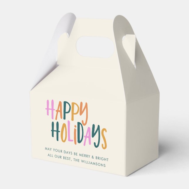 Happy Holidays Colourful Typography Personalized Favor Box (Front Side)