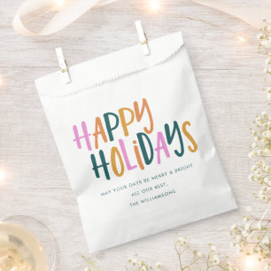 Happy Holidays Colourful Typography Personalized Favour Bag