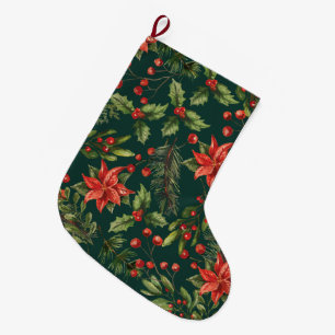 Happy Holidays Company Employees Botanical Large Christmas Stocking