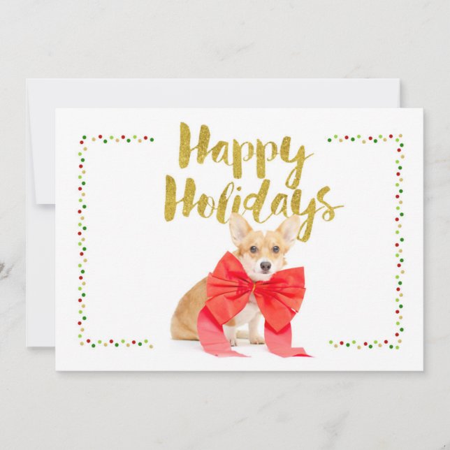 Happy Holidays Corgi Card (Front)