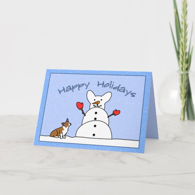 Happy Holidays Corgi Christmas Card (Front)