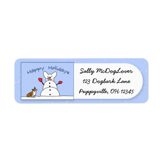 Happy Holidays Corgi Christmas Return Address Label