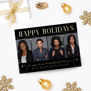 Happy Holidays Corp Team Business Photos & Logo Foil Holiday Card