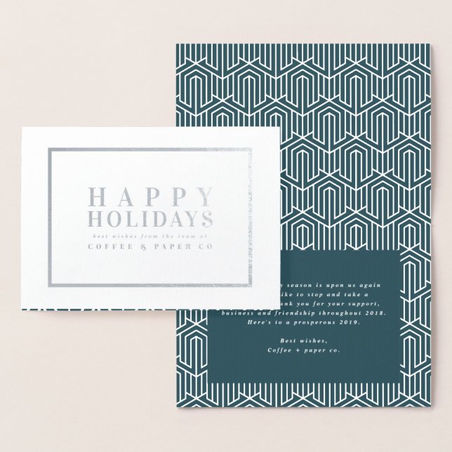 Happy holidays corporate real foil Christmas card (Display)